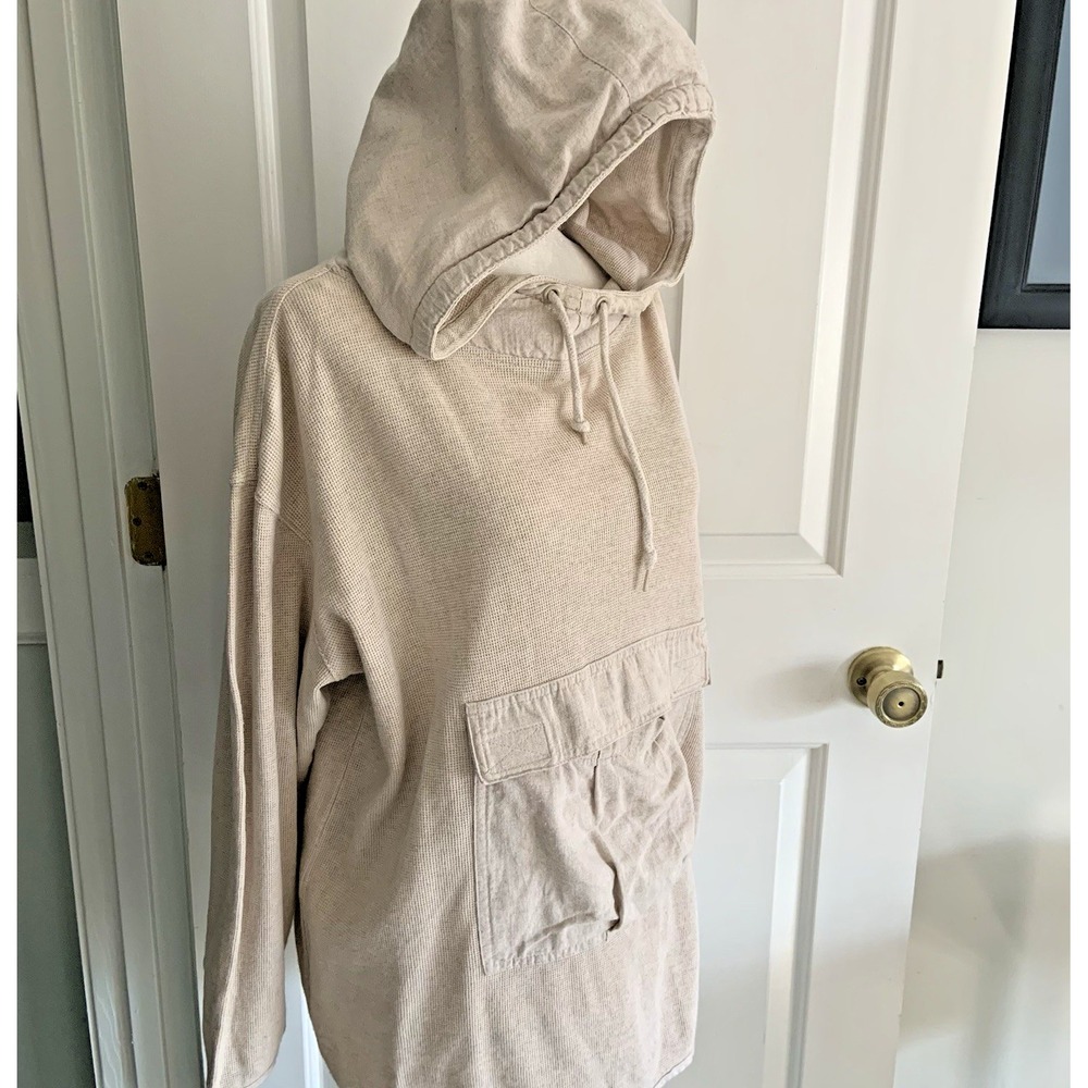 Vintage Jones New York Pocket Hoodie Linen Cotton blnd Waffle Knit Oversized S